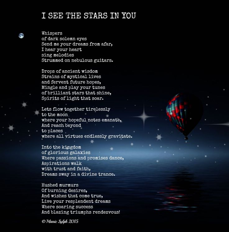Poem by Mona Soorma aka Manic Sylph written on backround of night sky