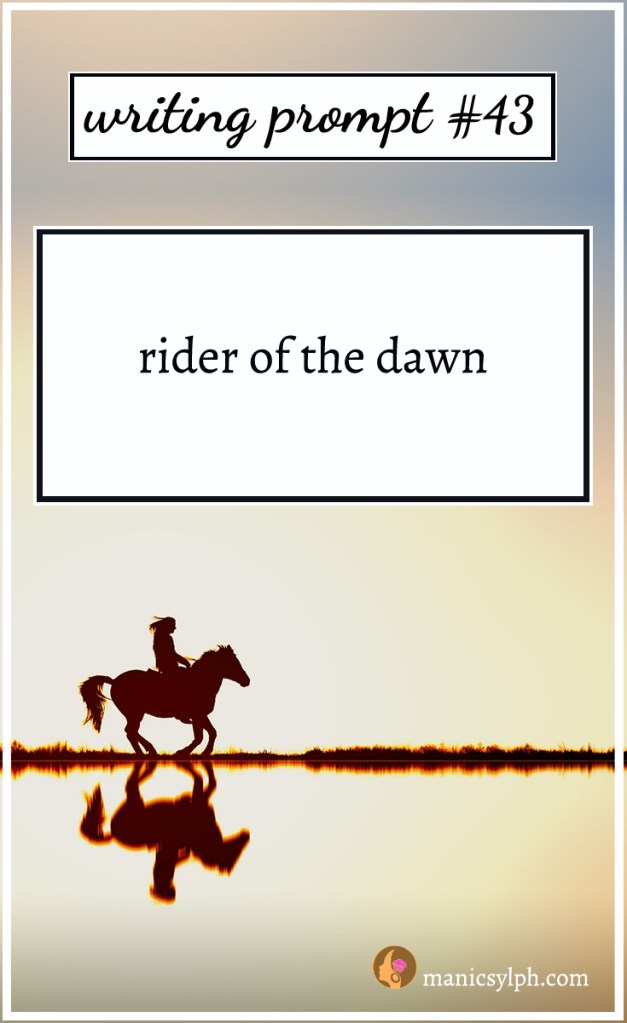 Horse and rider and writing prompt 43 written on it