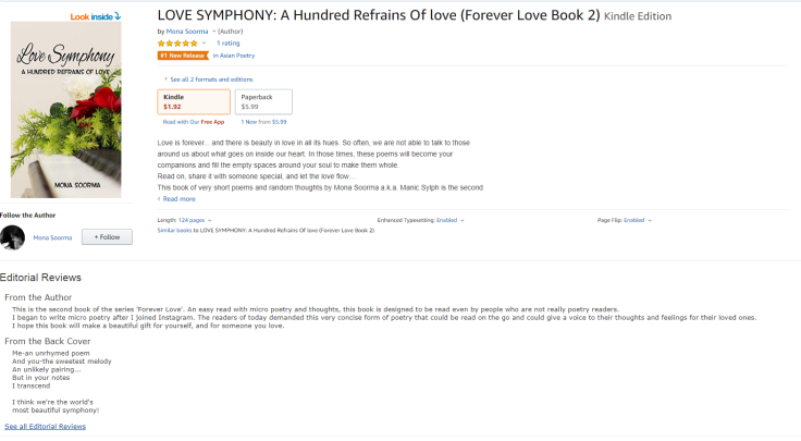 Love Symphony by Mona Soorma #1 New Release on Amazon