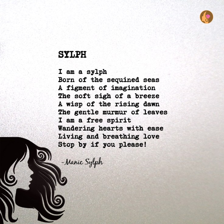 Poem SYLPH by Mona Soorma aka Manic Sylph written on textured background