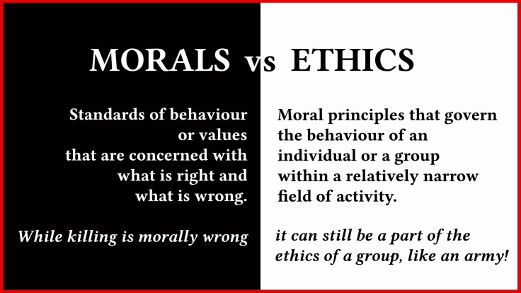 Morals vs Ethics