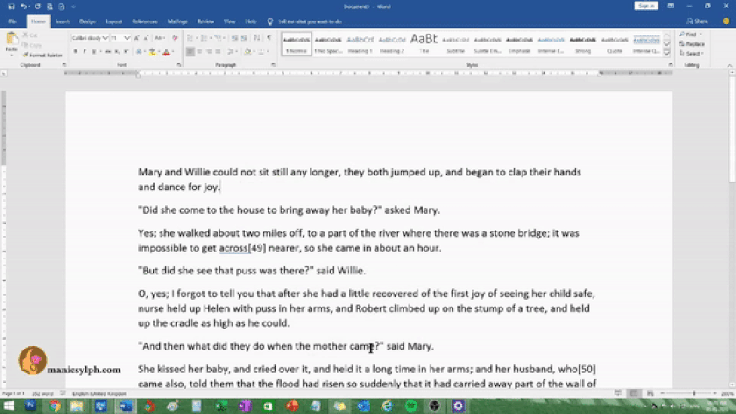 Animation showing how to use the "Find" function in MS Word