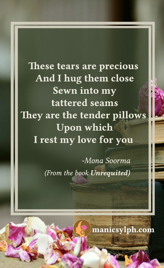 Pillows- Quote from the book UNREQUITED by Mona Soorma