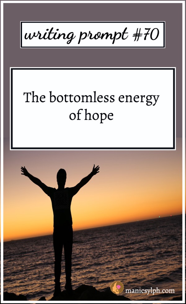 A man with arms raised and writing prompt 70 written on it