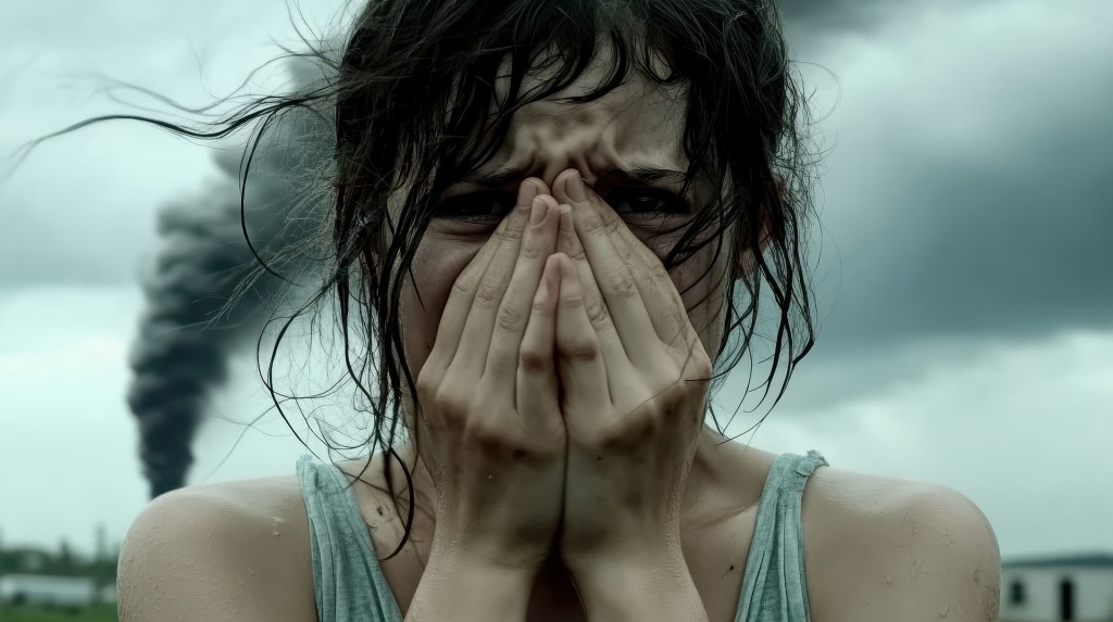 Woman in distress, anxiety, panic