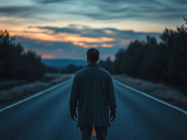 A man walking the road with hope