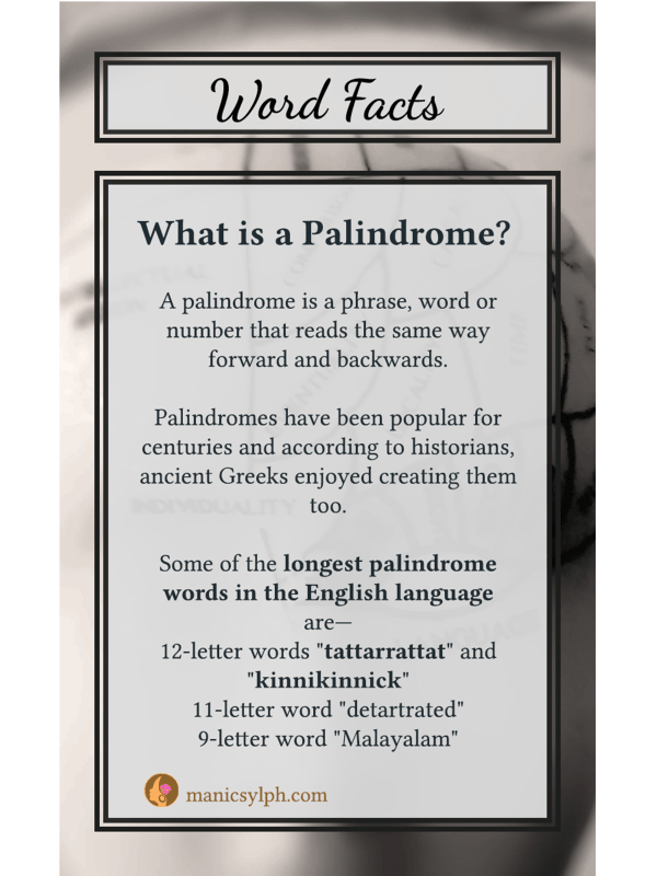 Word Facts ~ Palindrome